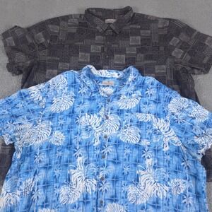 LOT OF 2 Oak Hill Shirt Mens 5XL Leaf Print Button Hawaiian Abstract Aztec Beach